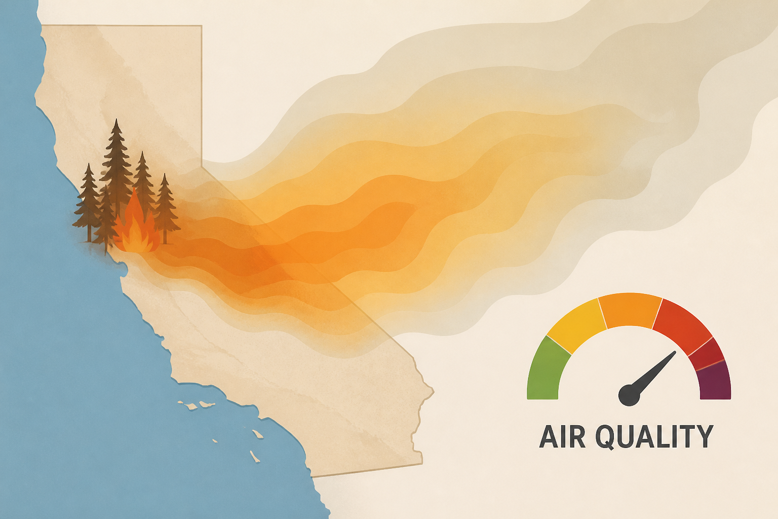 MAP: California wildfire smoke impacts to air quality