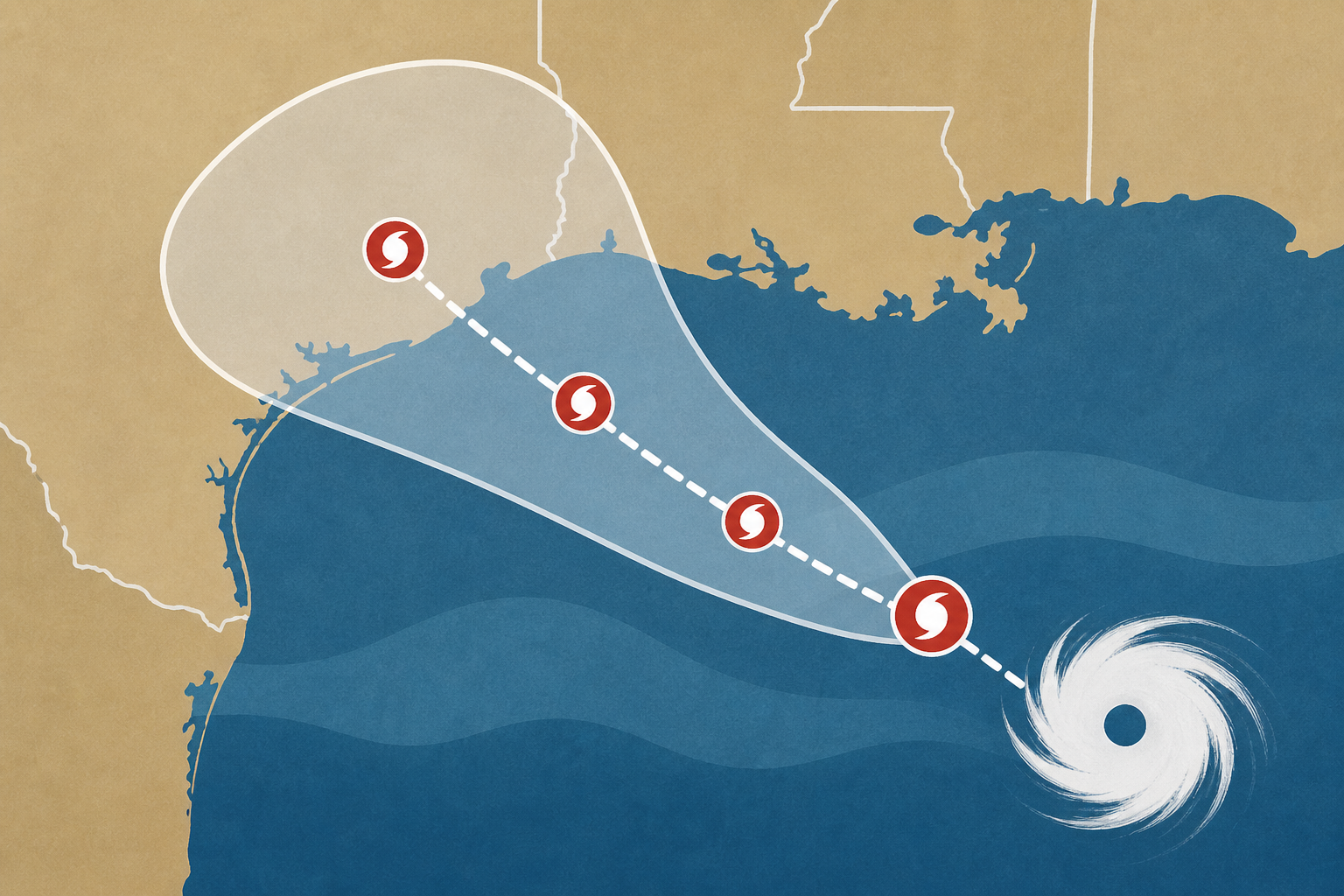 Tropical Storm Edouard strengthens as it bears down on Louisiana, Texas coasts. Maps show the forecast path.