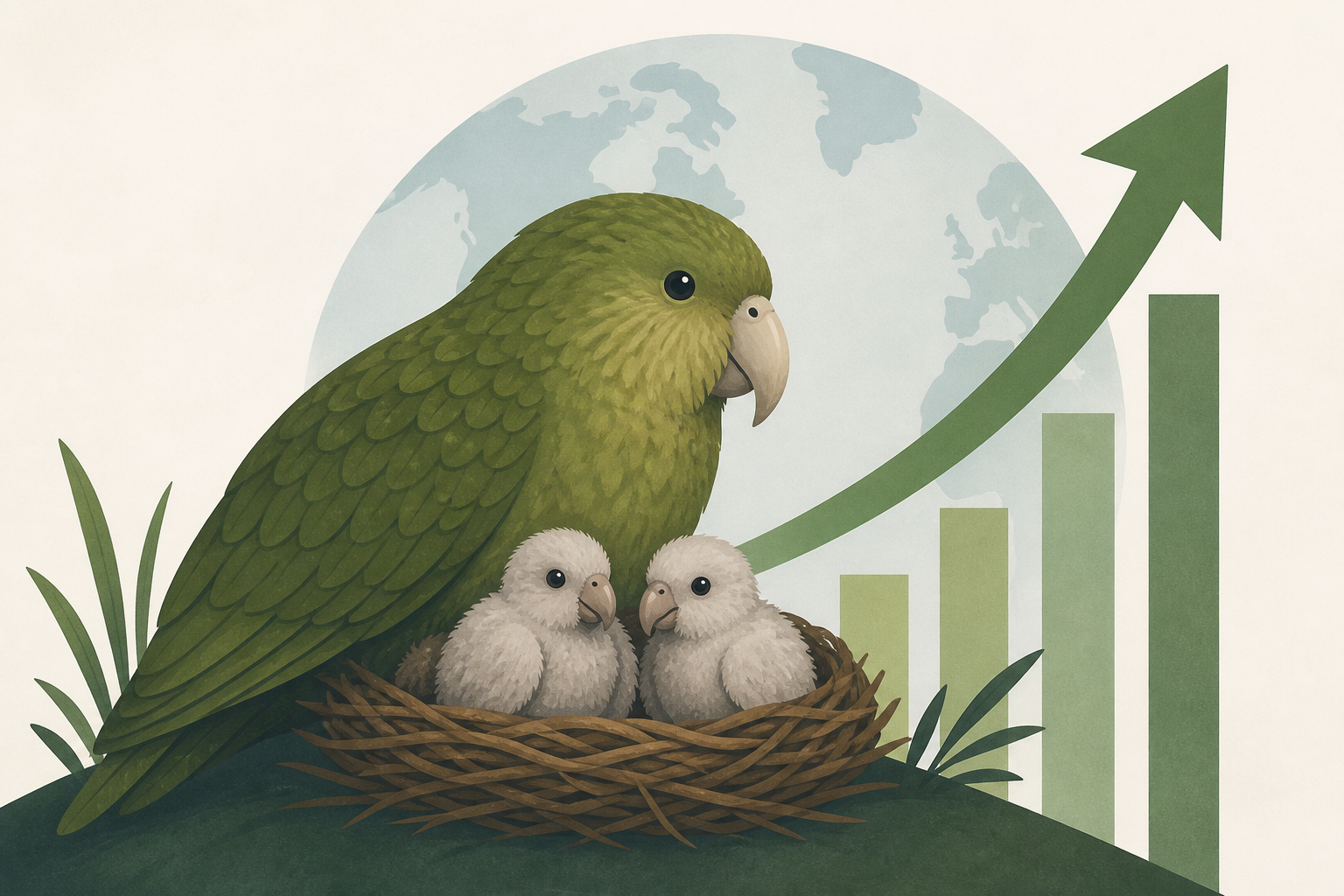 Record baby boom brings world’s heaviest parrot back from the brink