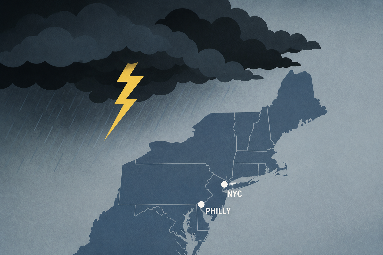 Northeast severe storm threat midweek, includes NYC, Philly