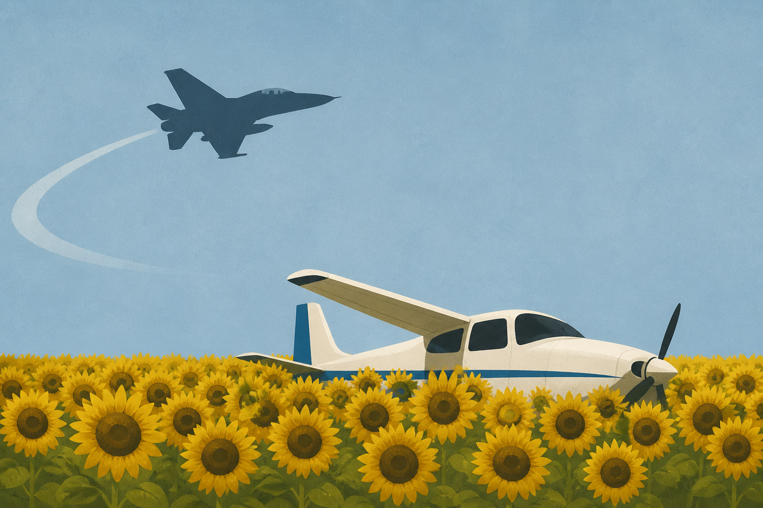 Man accused of stealing plane prompts fighter jet response, lands in sunflower field