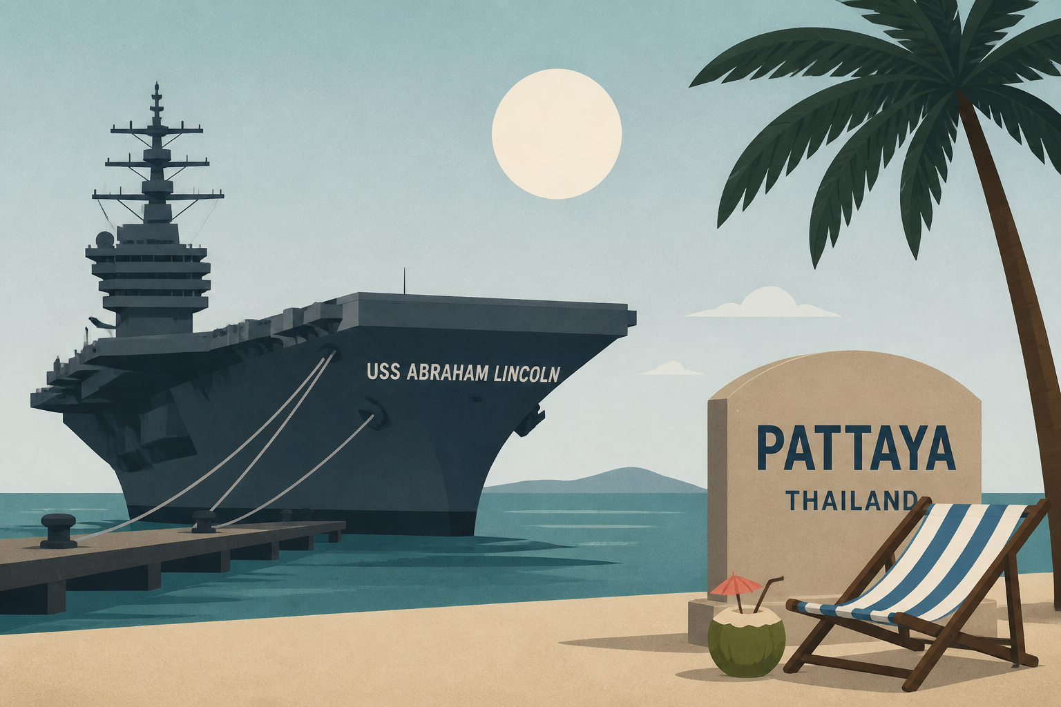 USS Abraham Lincoln docks at Thailand's Pattaya resort after 250 days at sea