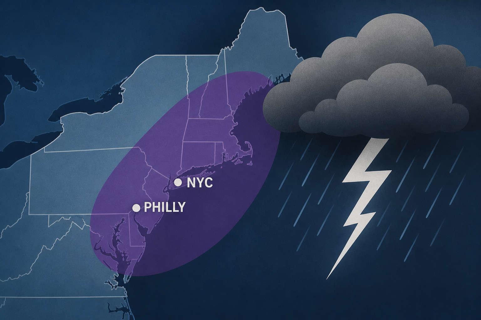 Northeast severe storm threat midweek, includes NYC, Philly