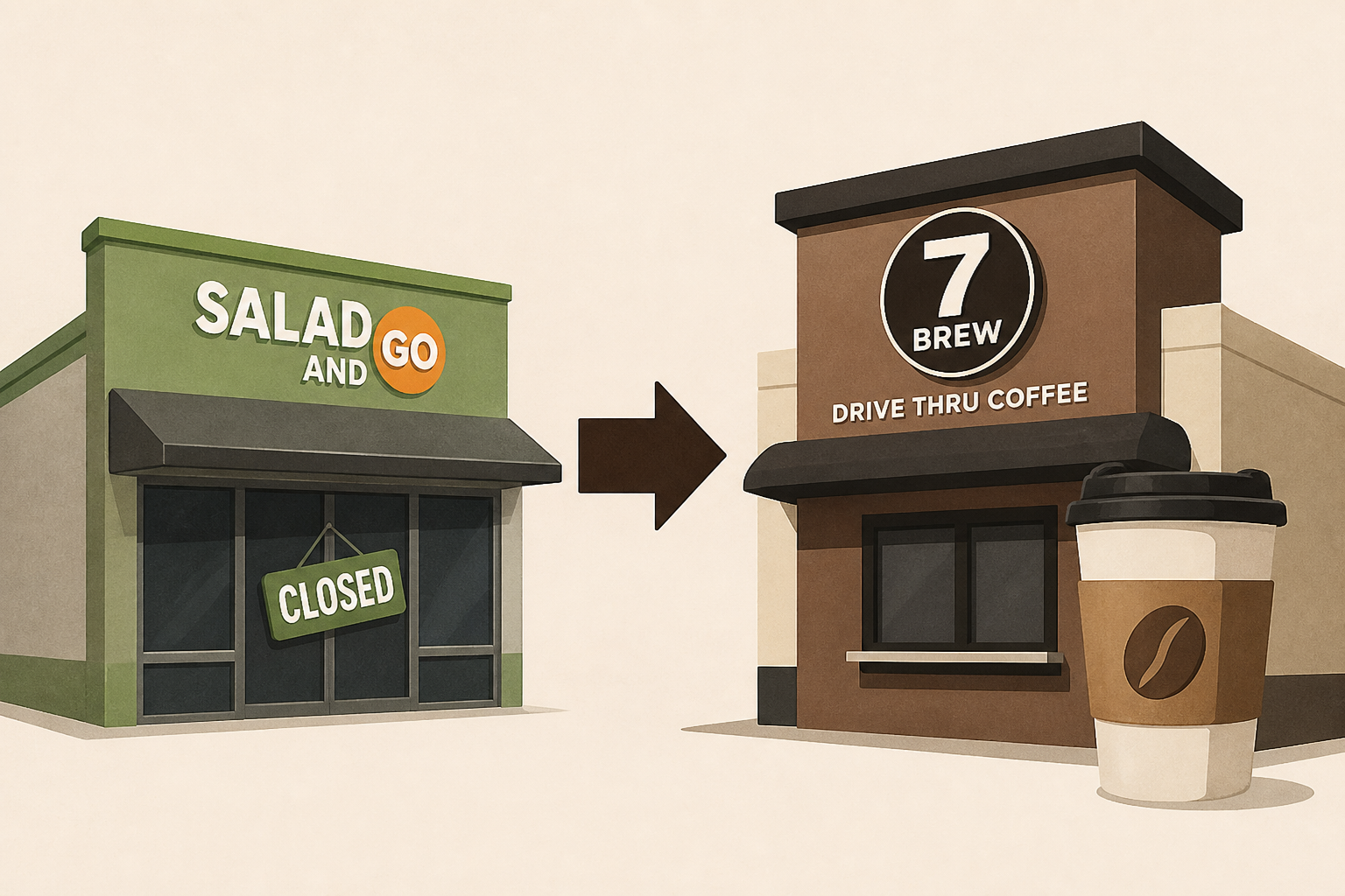 Coffee chain 7 Brew wins bid for shuttered Salad And Go stores