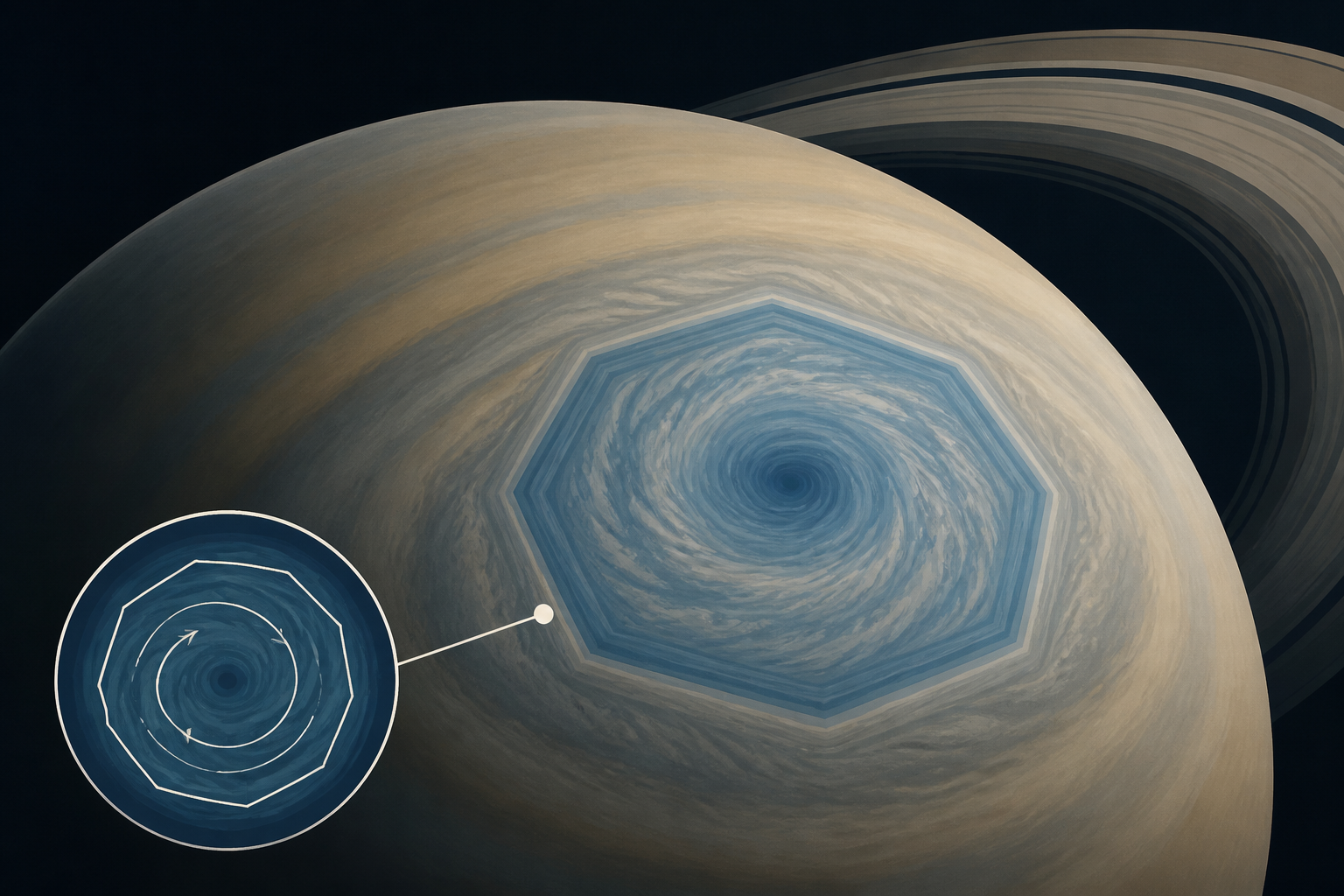 Scientists find a churning decagon over Saturn's south pole