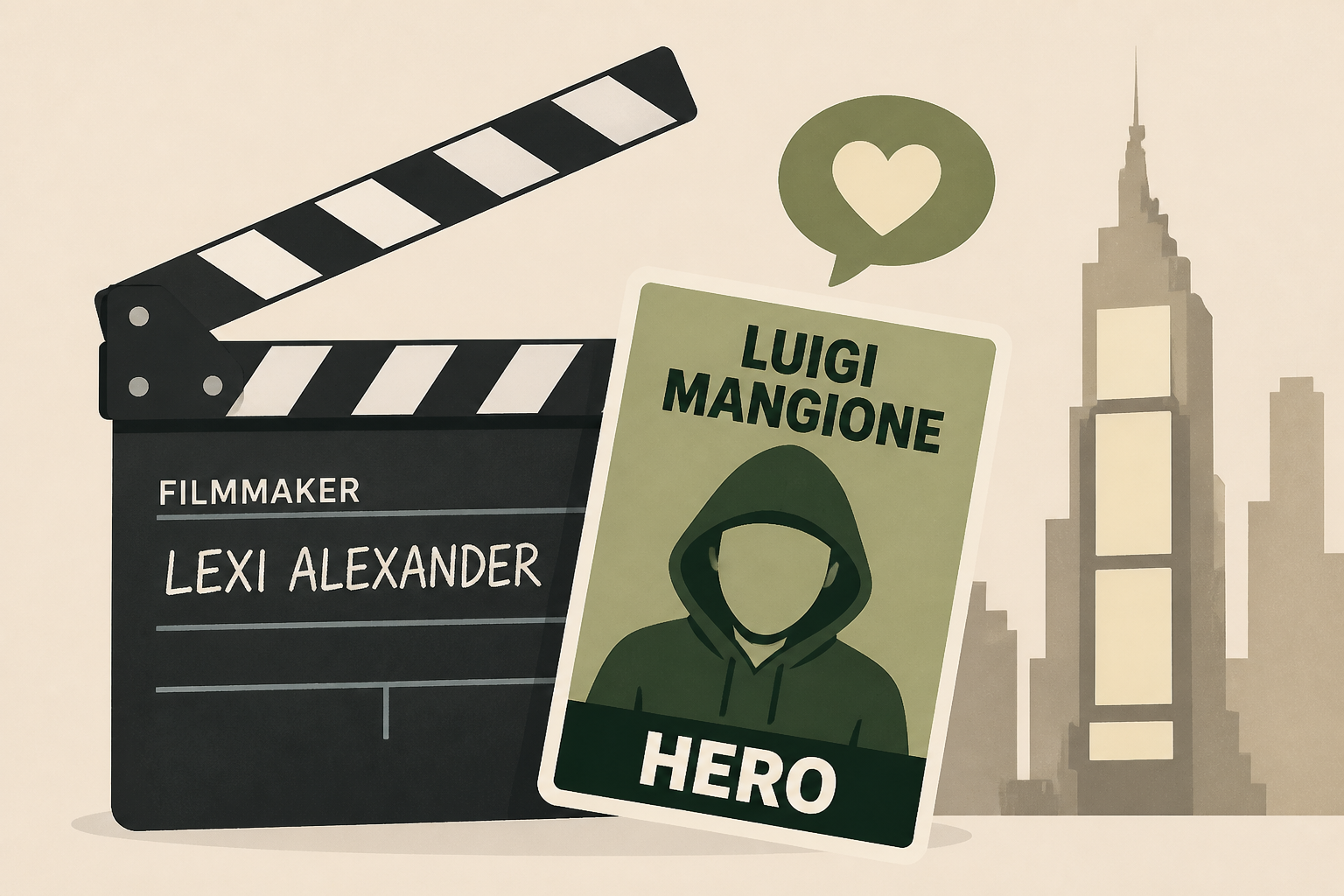 Filmmaker Lexi Alexander cheers Times Square death using Luigi Mangione meme