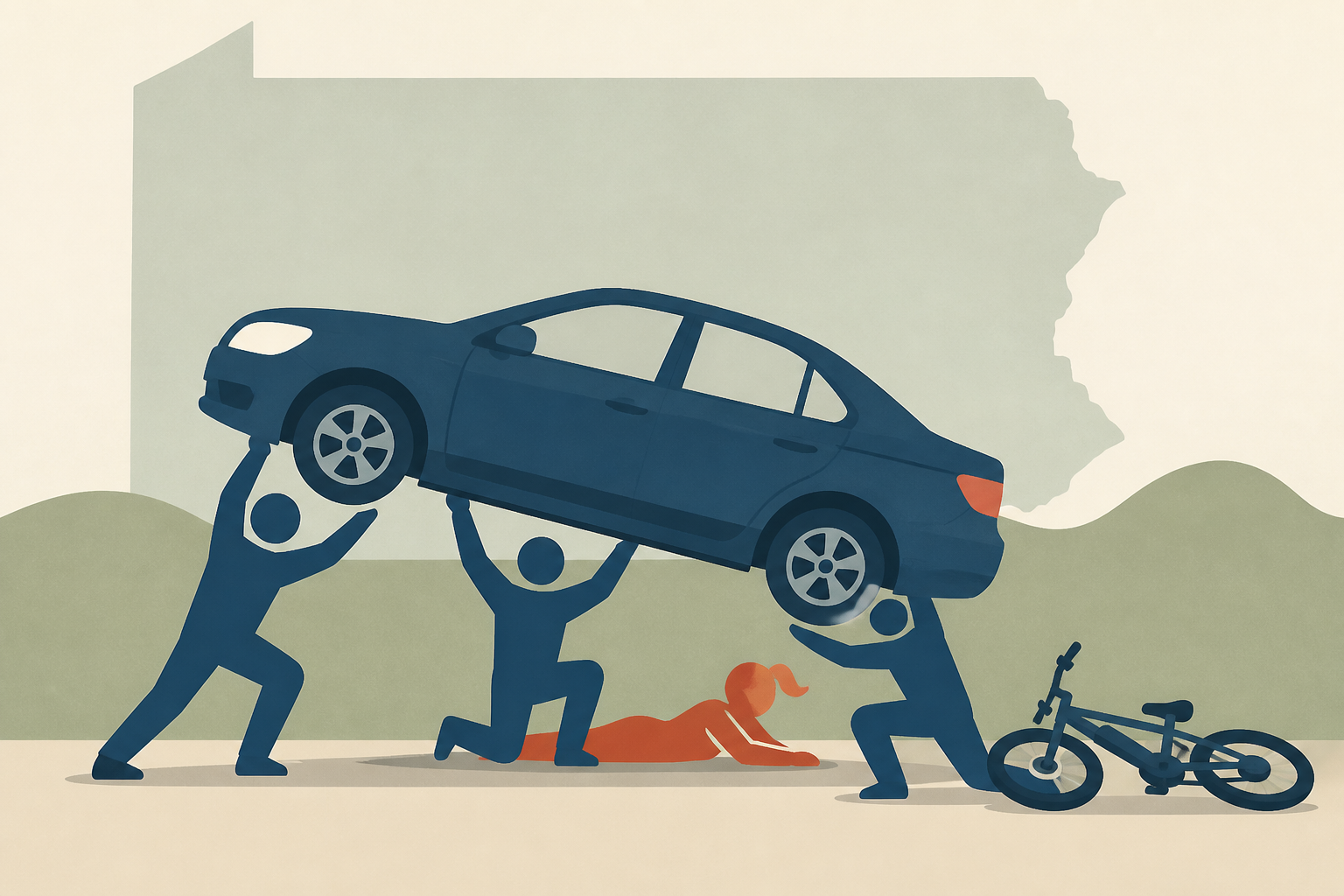 Good Samaritans lift car to free woman trapped underneath after e-bike crash in Pennsylvania