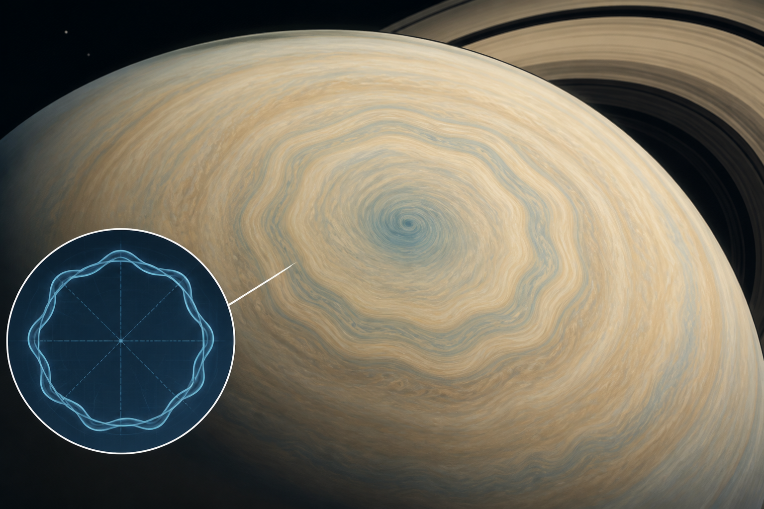 Scientists find 10-sided wave pattern swirling in the clouds over Saturn's south pole