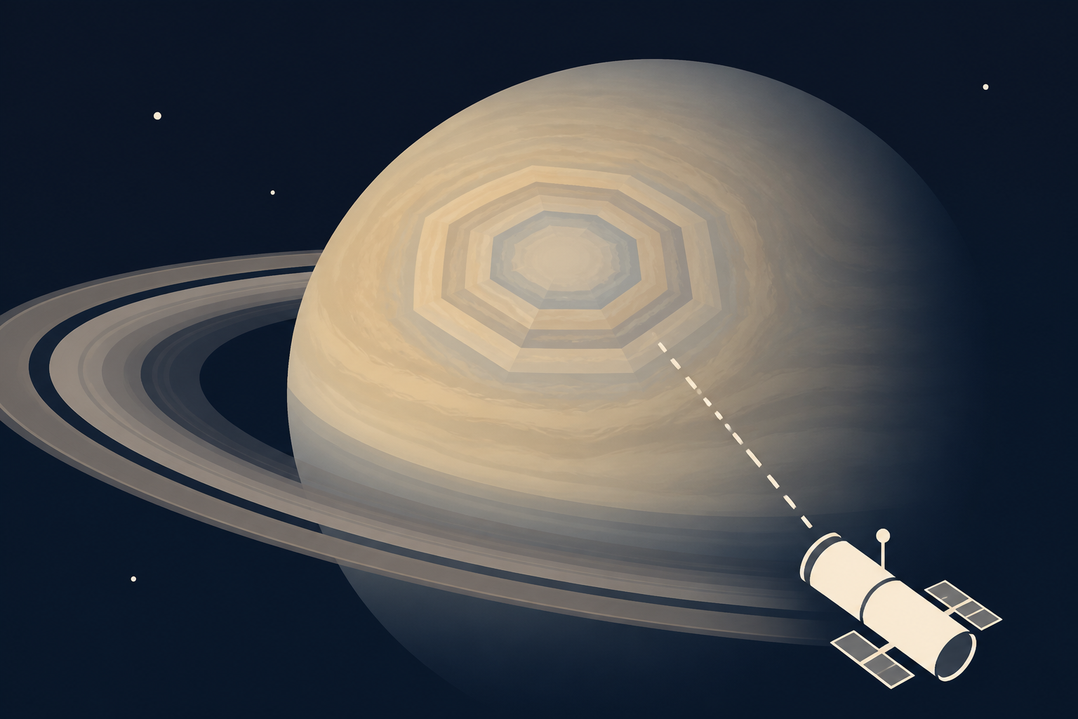 Something weird's going on at Saturn. Hubble has spotted a 10-sided geometric formation in the planet's clouds