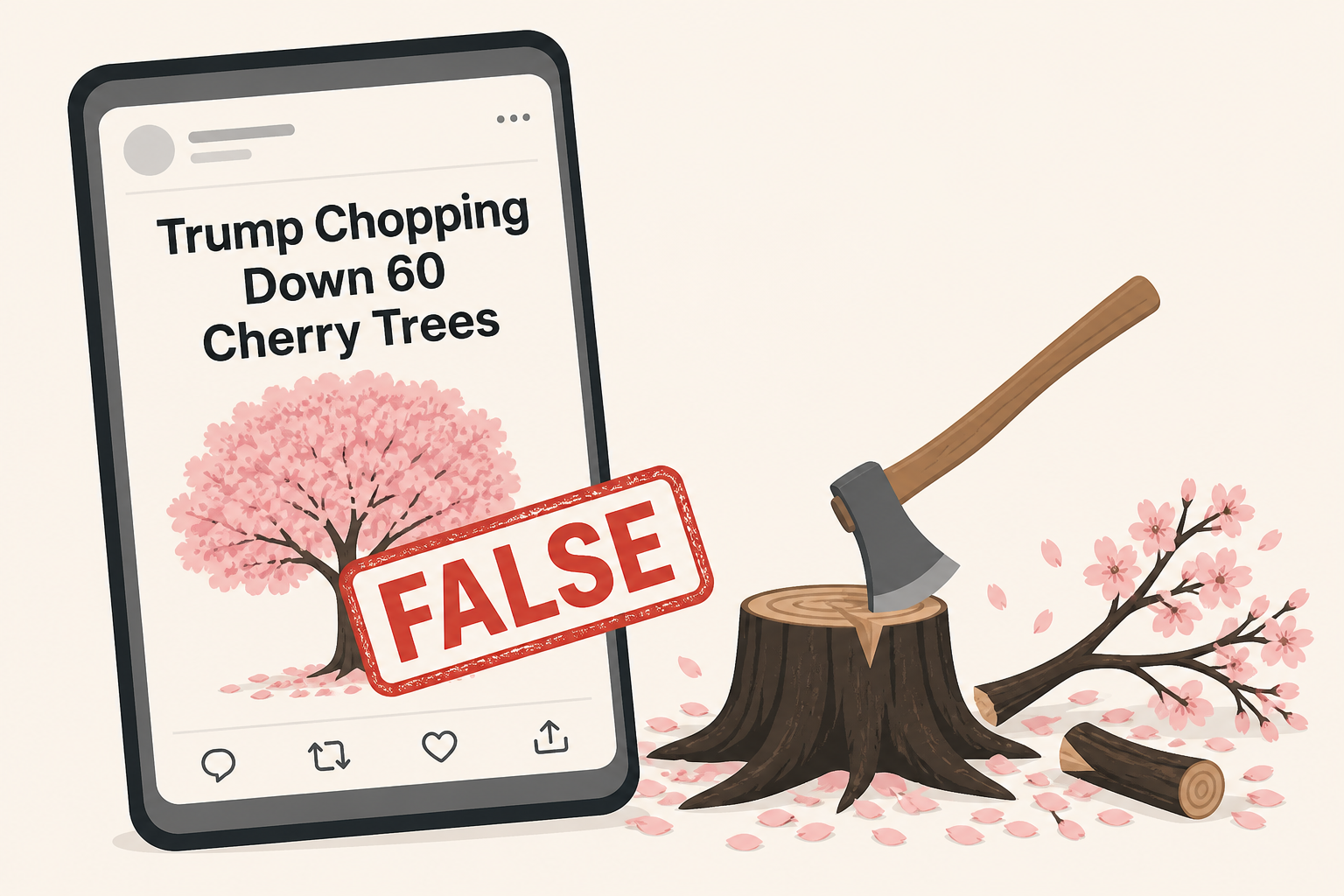 Social Media Posts Push False Claim of Trump Chopping Down 60 Cherry Trees
