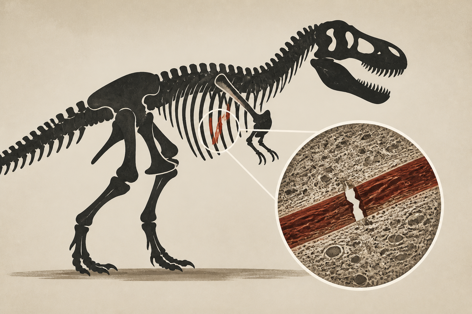 Fossilized tissue reveals largest known T. rex died from broken rib