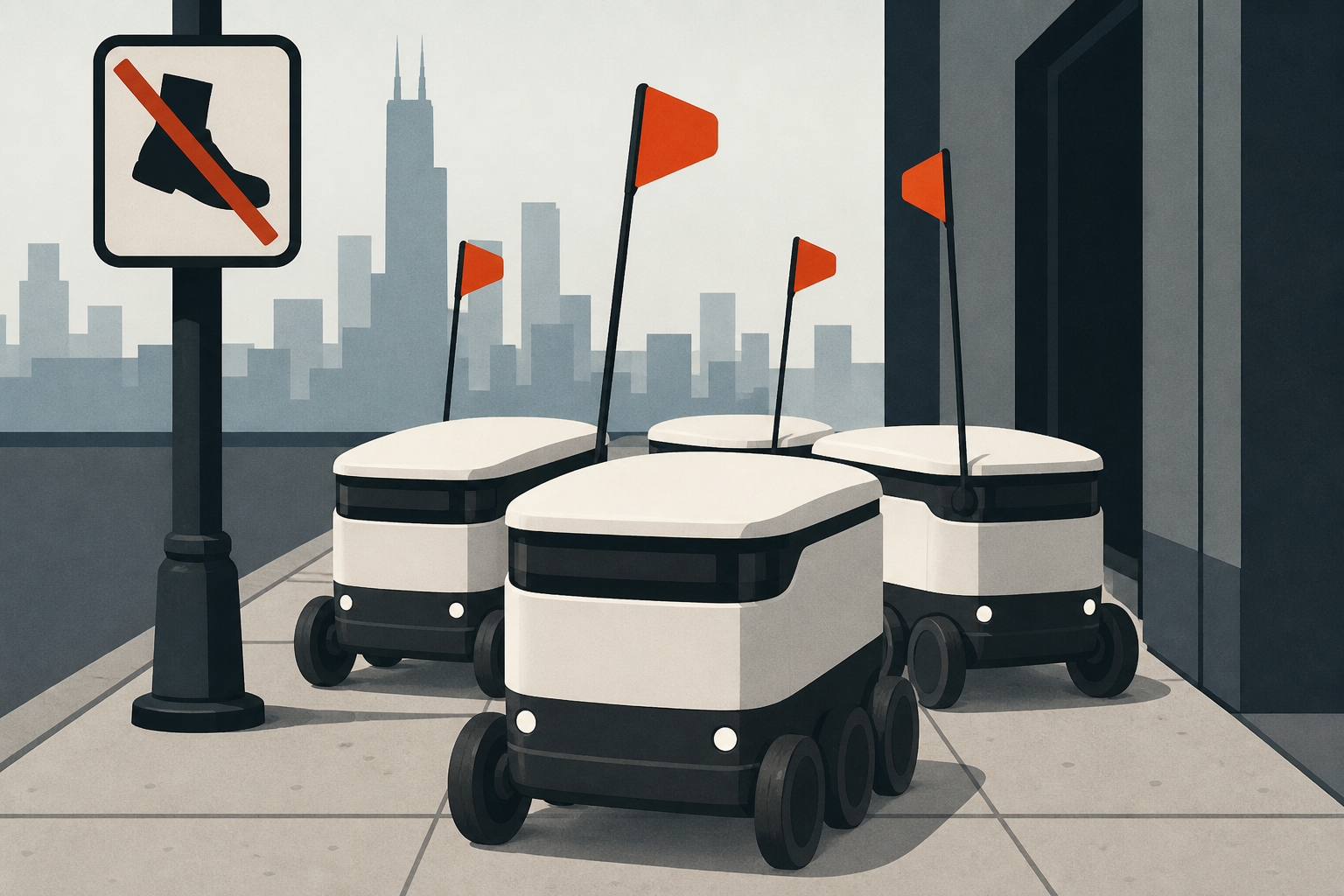 VIDEO: Delivery robots clog Chicago sidewalk