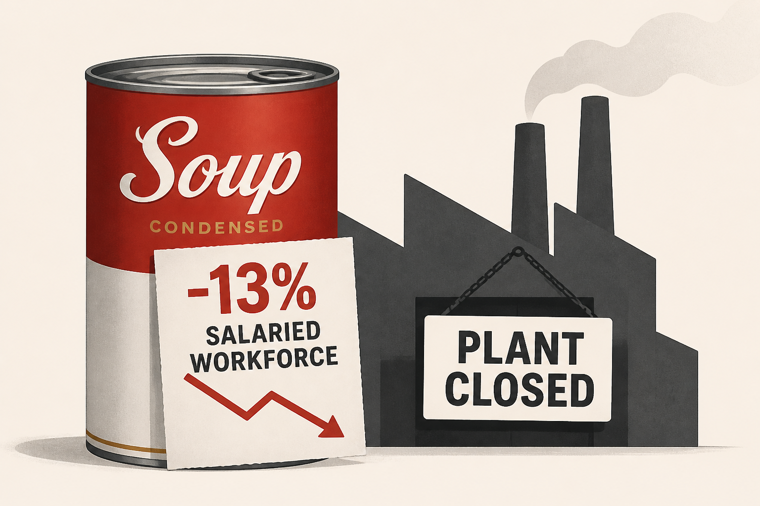 Campbell's cuts 13% of salaried workforce and closes snack plants