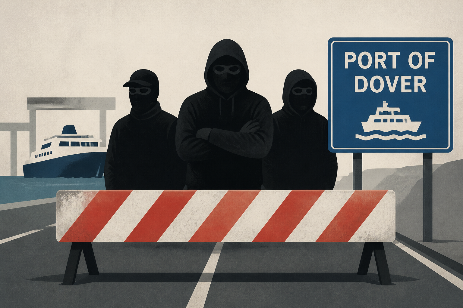 Masked men block traffic to UK’s Port of Dover in apparent anti-immigrant protest