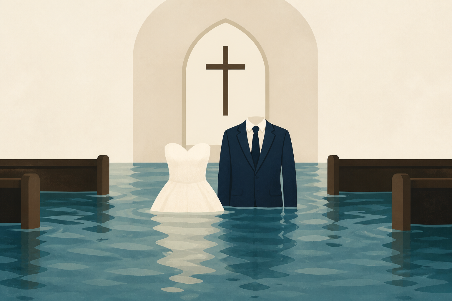 Bride refuses to let flooded church dampen big day, gets hitched in waist-high water