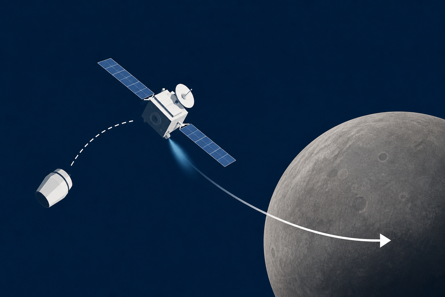 BepiColombo sheds its ride and starts the final glide to Mercury