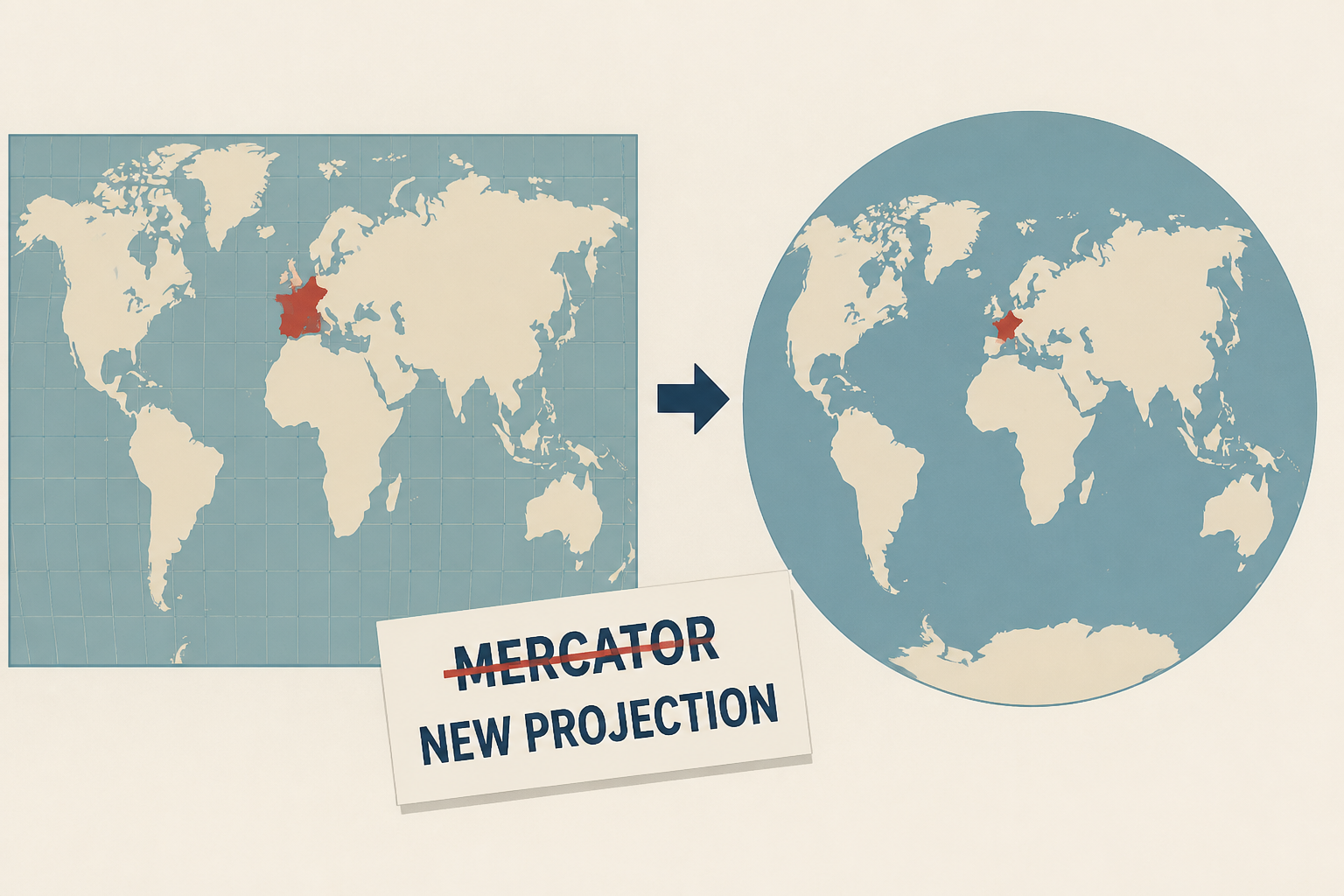 Paris drops Mercator projection: France now looks smaller on world maps