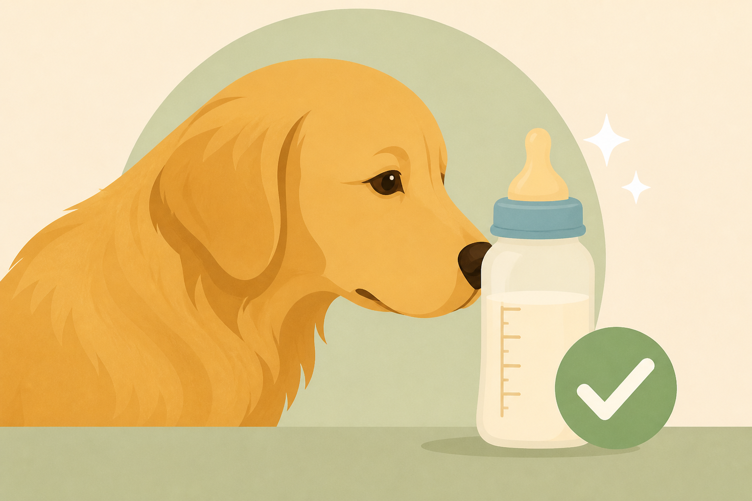 Golden Retriever Makes Sure Tiny Human’s Milk Bottle Passes the Quality Check