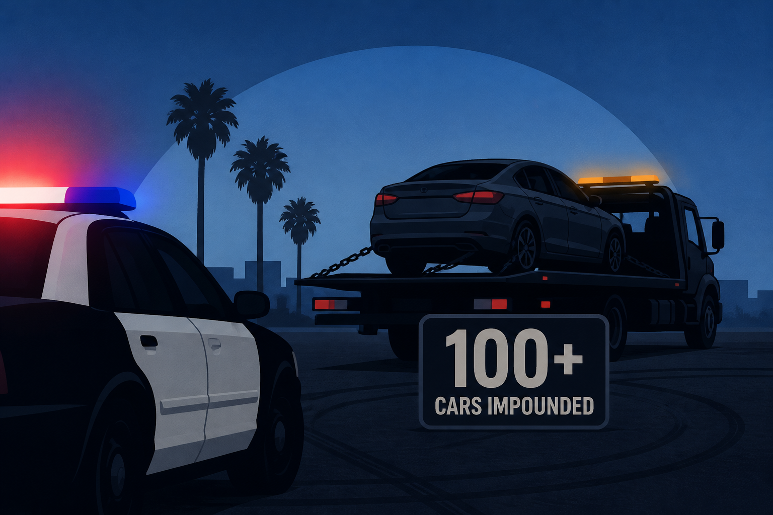 LAPD busts massive street takeover in South Bay, impounding more than 100 cars