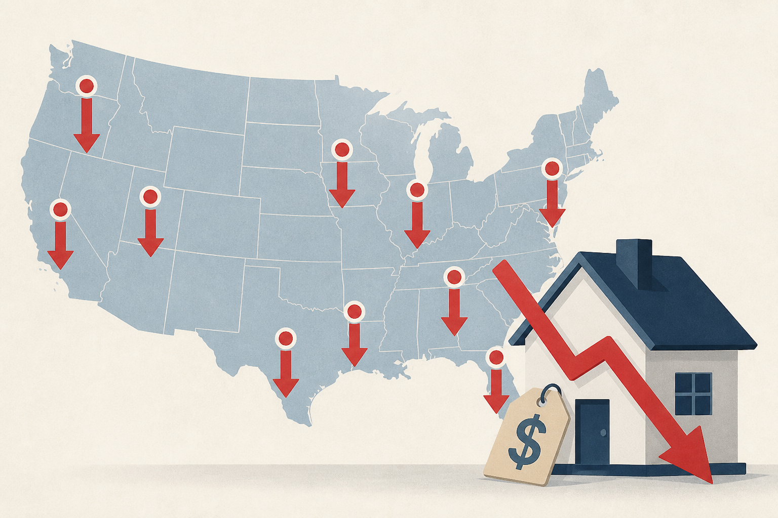 Map Shows the 10 US Cities With the Biggest Home Price Drops