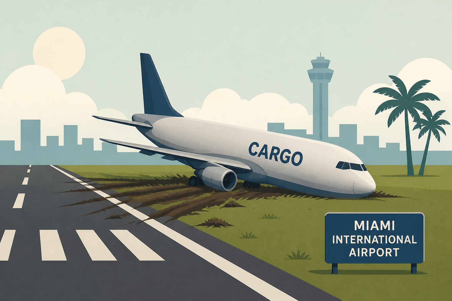 Cargo plane overshoots runway at Miami International Airport