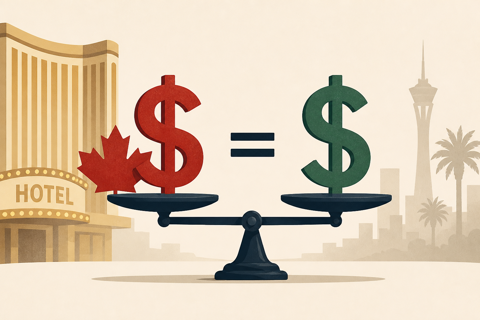 Some Vegas hotels are treating Canada's dollar as equivalent to the greenback to offer more value