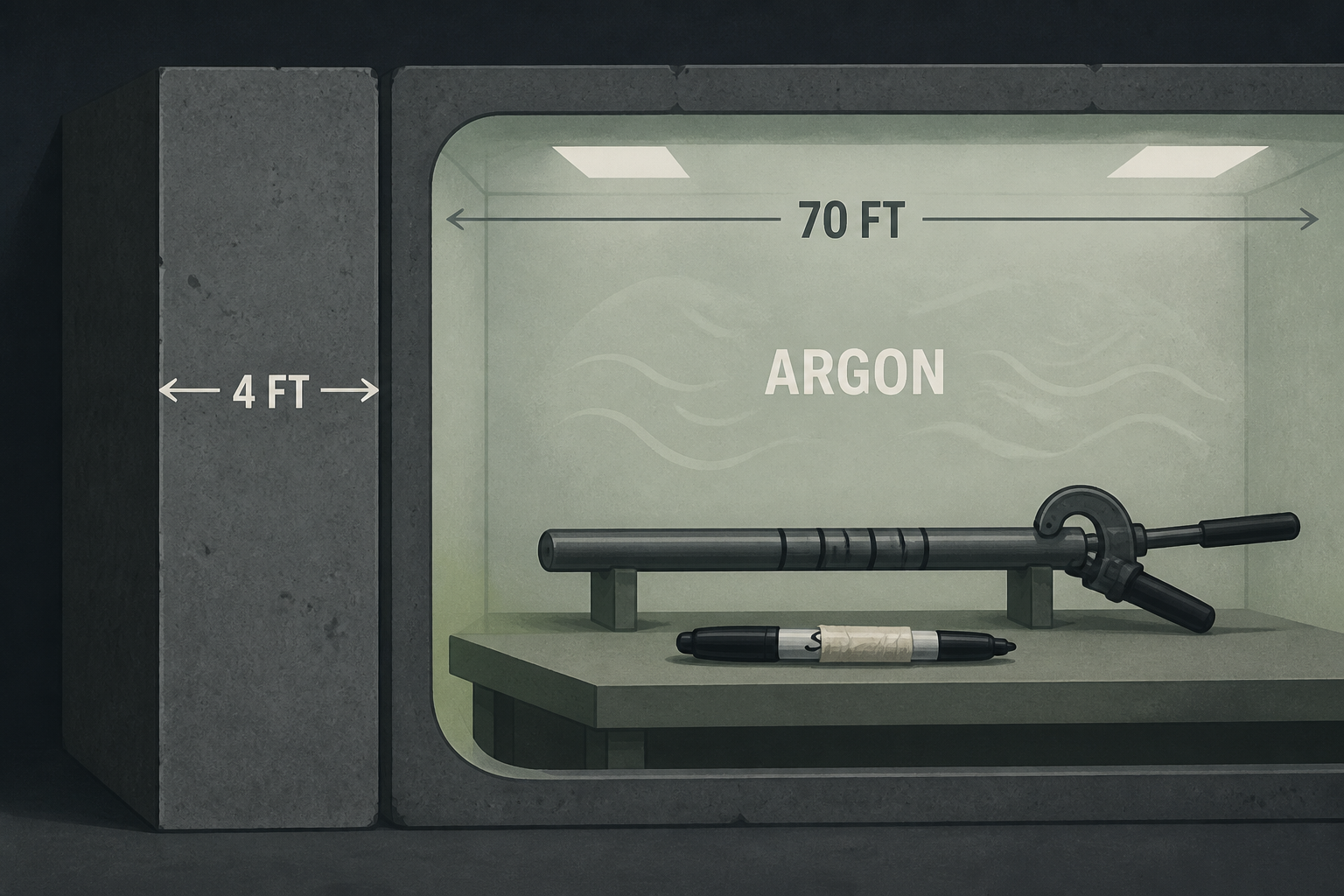 A 70-foot room in Idaho full of argon, behind four feet of concrete, is where America cuts open used fuel rods, the cuts get marked with a Sharpie wrapped in tape, a plumber’s pipe cutter does the rou