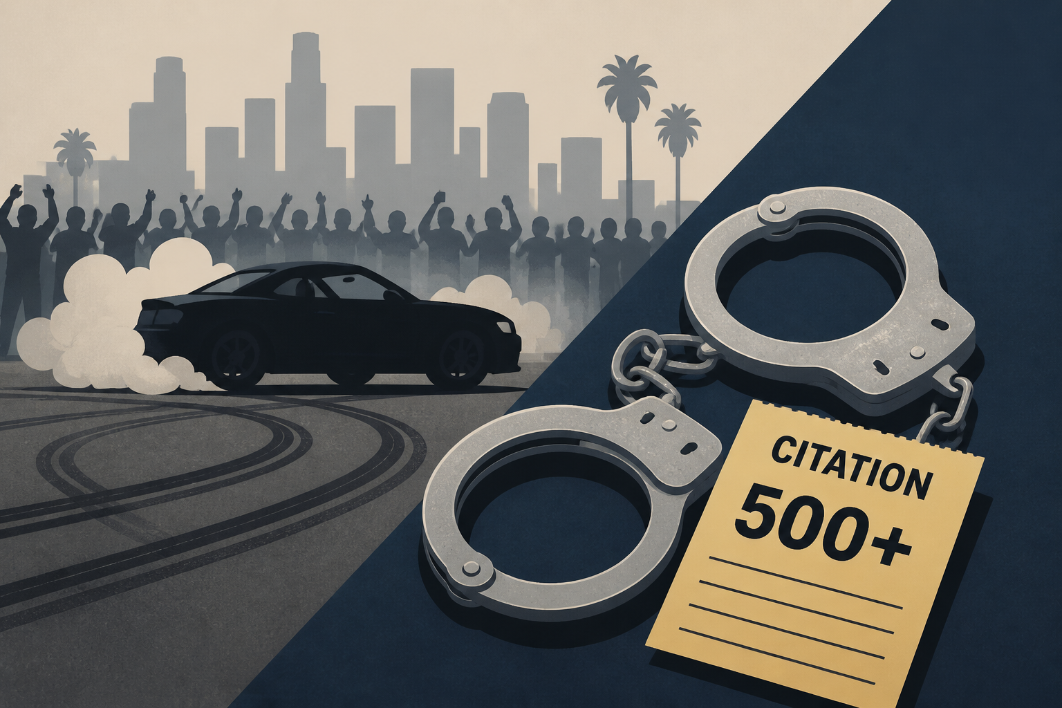 Nearly 70 arrested and more than 500 cited in massive Los Angles street takeover event