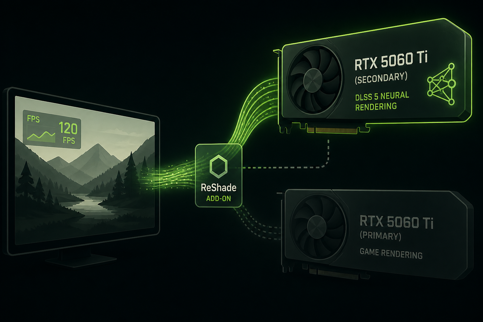User Demonstrates Offloading DLSS 5 Neural Rendering To The Second RTX 5060 Ti Using ReShade Add-On, Restoring Original Performance
