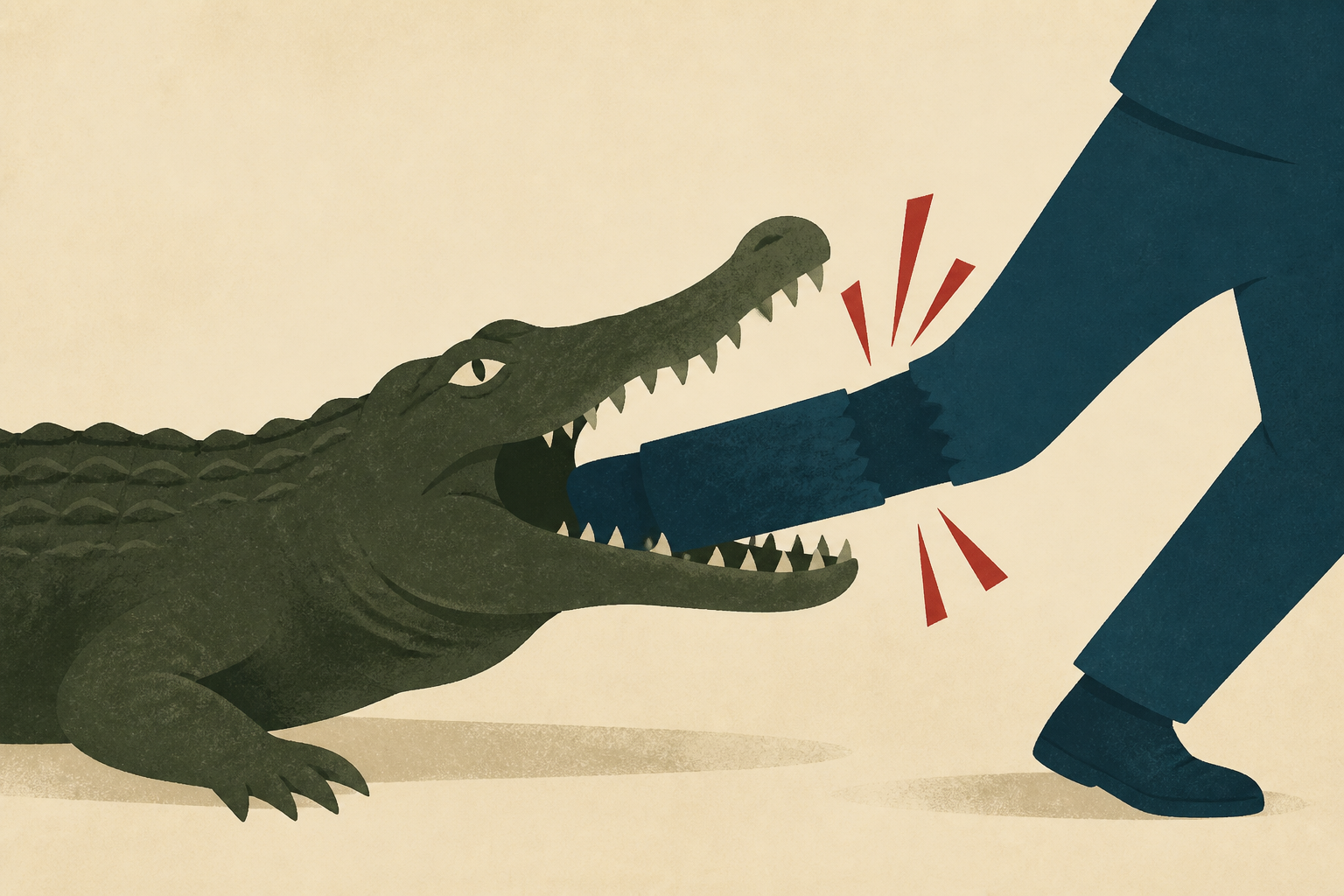 Crocodile chomps on handler's legs as he fights for his life