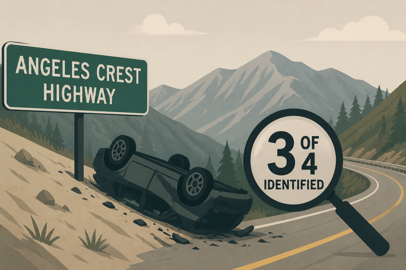 3 of 4 identified after fatal rollover crash off Angeles Crest Highway near Wrightwood
