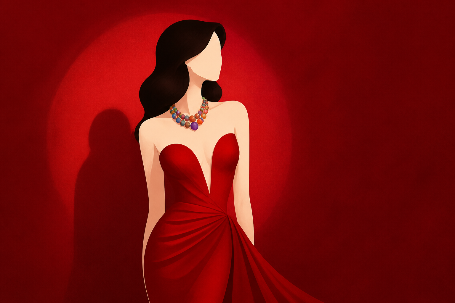 Amal Clooney Stuns in a Plunging Red-Hot Strapless Gown and a Colorful Beaded Necklace