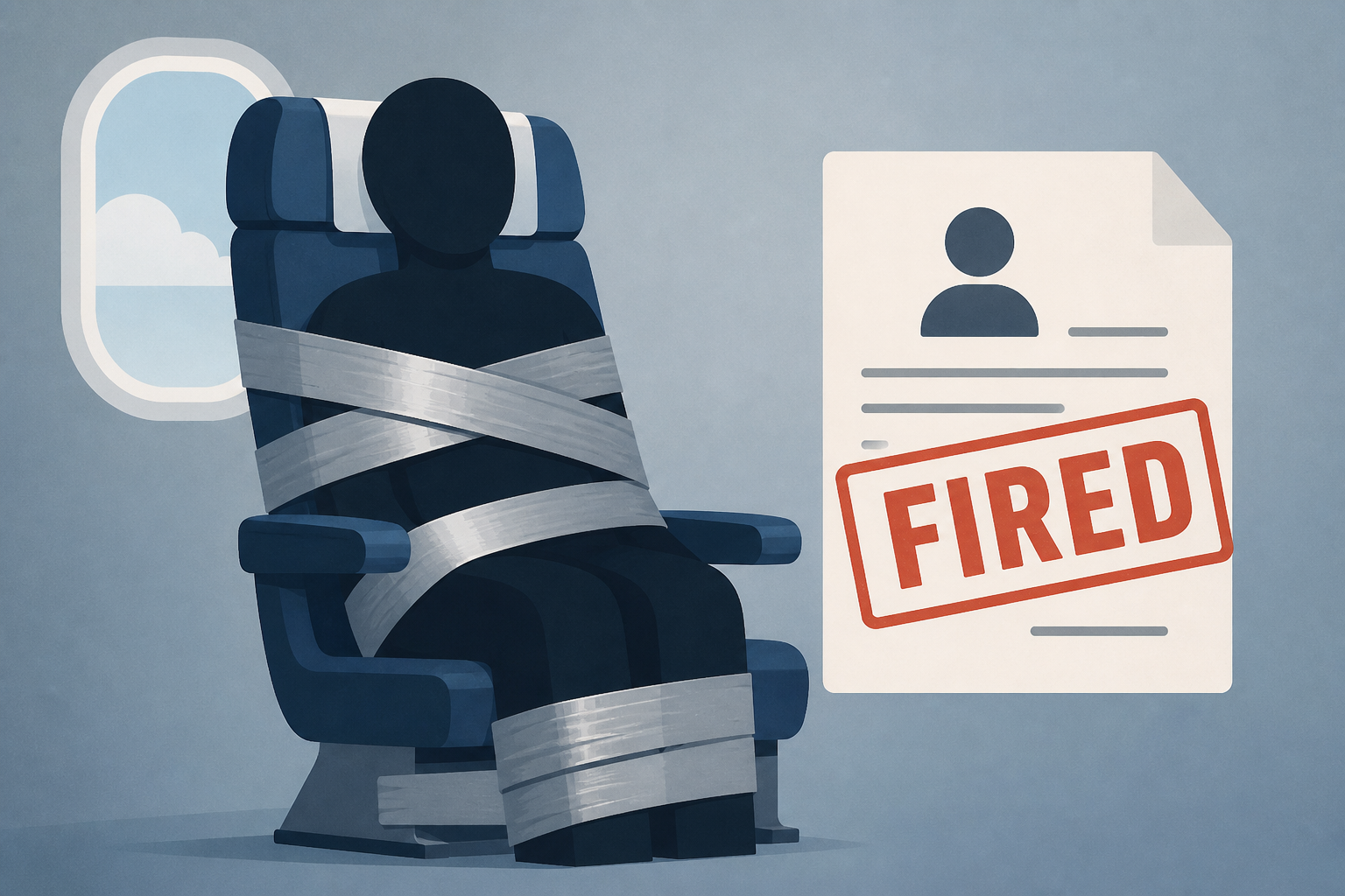 Unruly passenger duct-taped to seat is out of a job