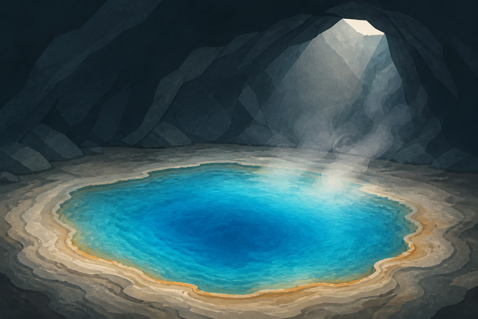 Warm Spring Geyser, A Brilliantly Blue Thermal Pool Hidden In A Cavern Near Dubois