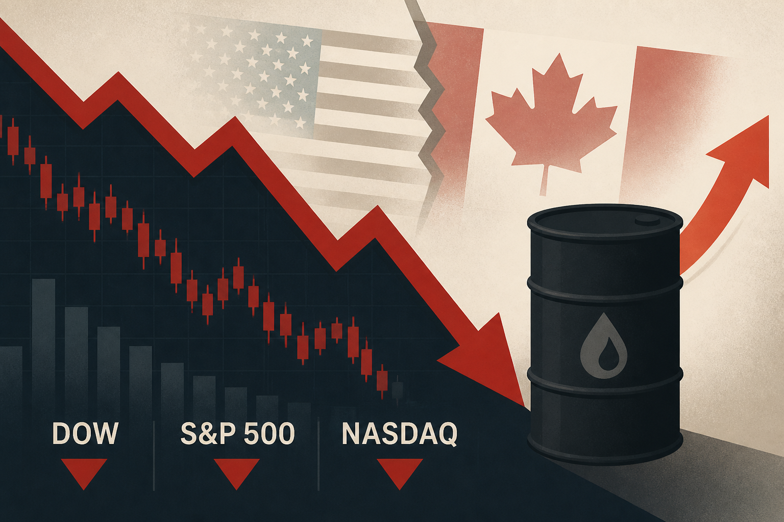 Stock market today: Dow, S&P 500, Nasdaq fall as oil prices rise, US-Canada trade war escalates