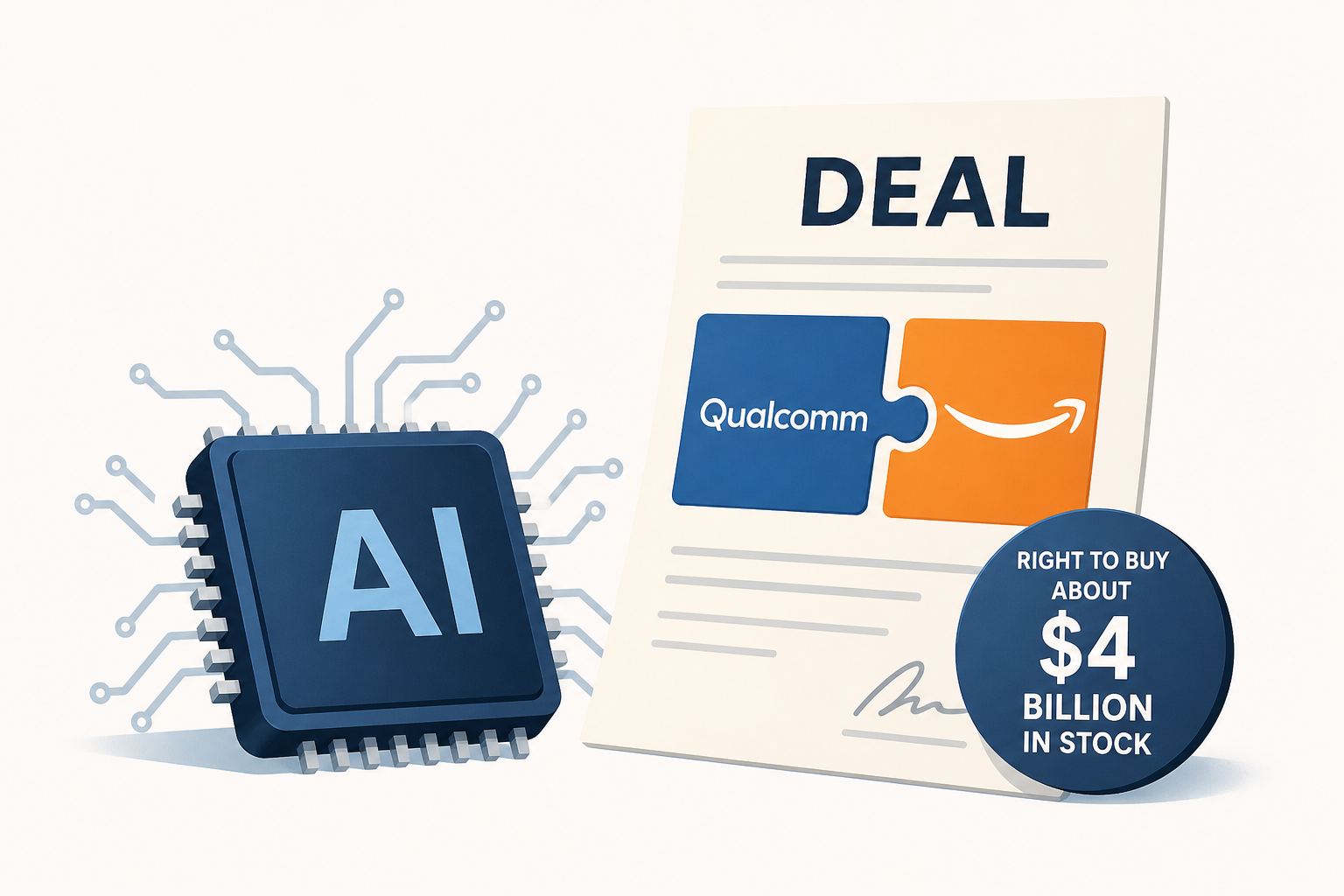 Qualcomm strikes AI chip deal with Amazon, offers right to buy about $4 billion in stock