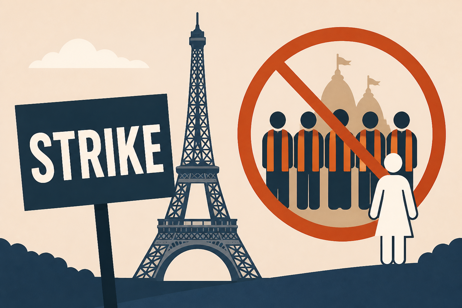 Eiffel Tower Workers Strike, Saying Women Were Excluded From Hindu Group’s Visit