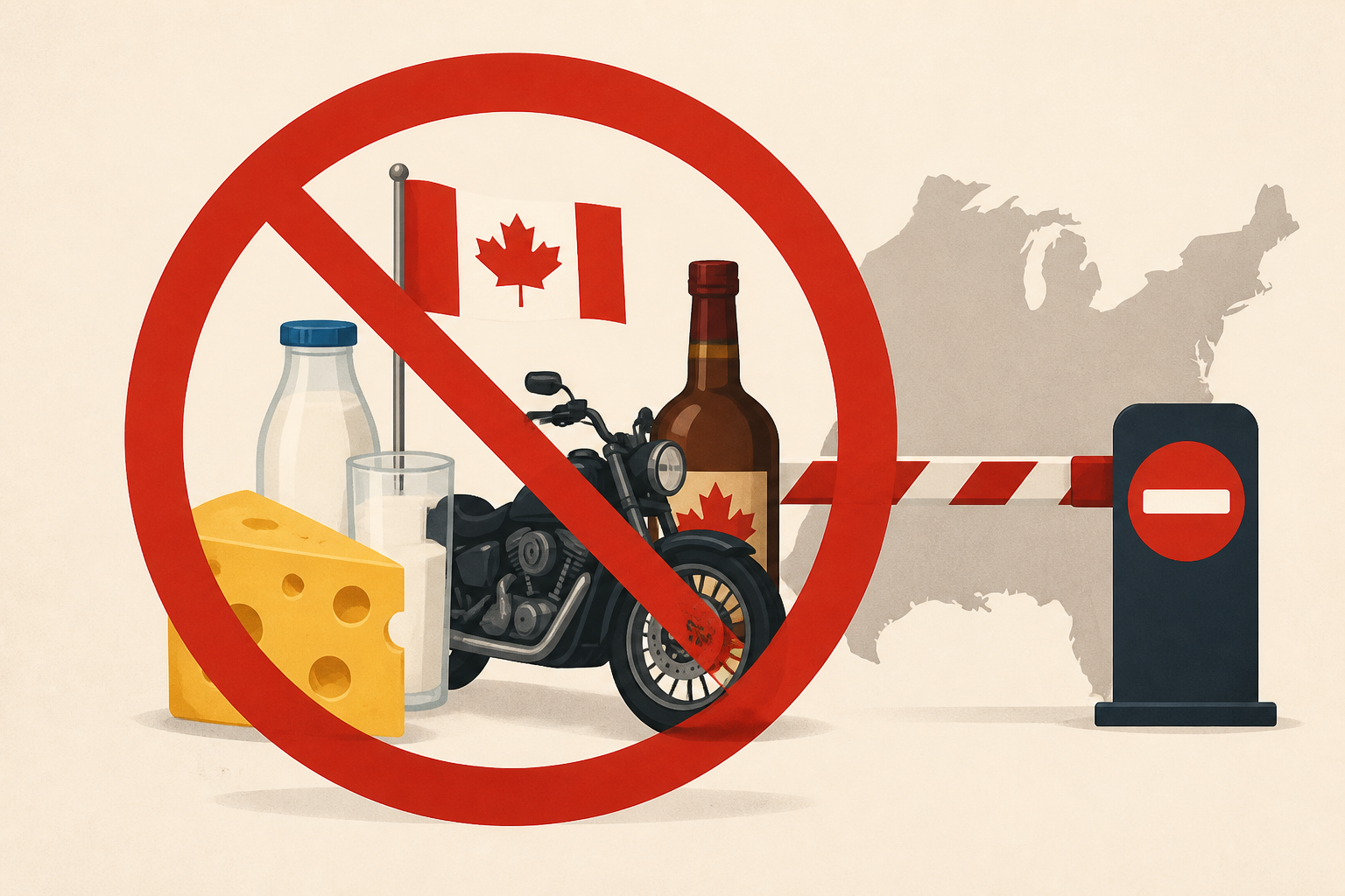 Trump bans Canadian dairy, alcohol and motorcycles amid trade fight