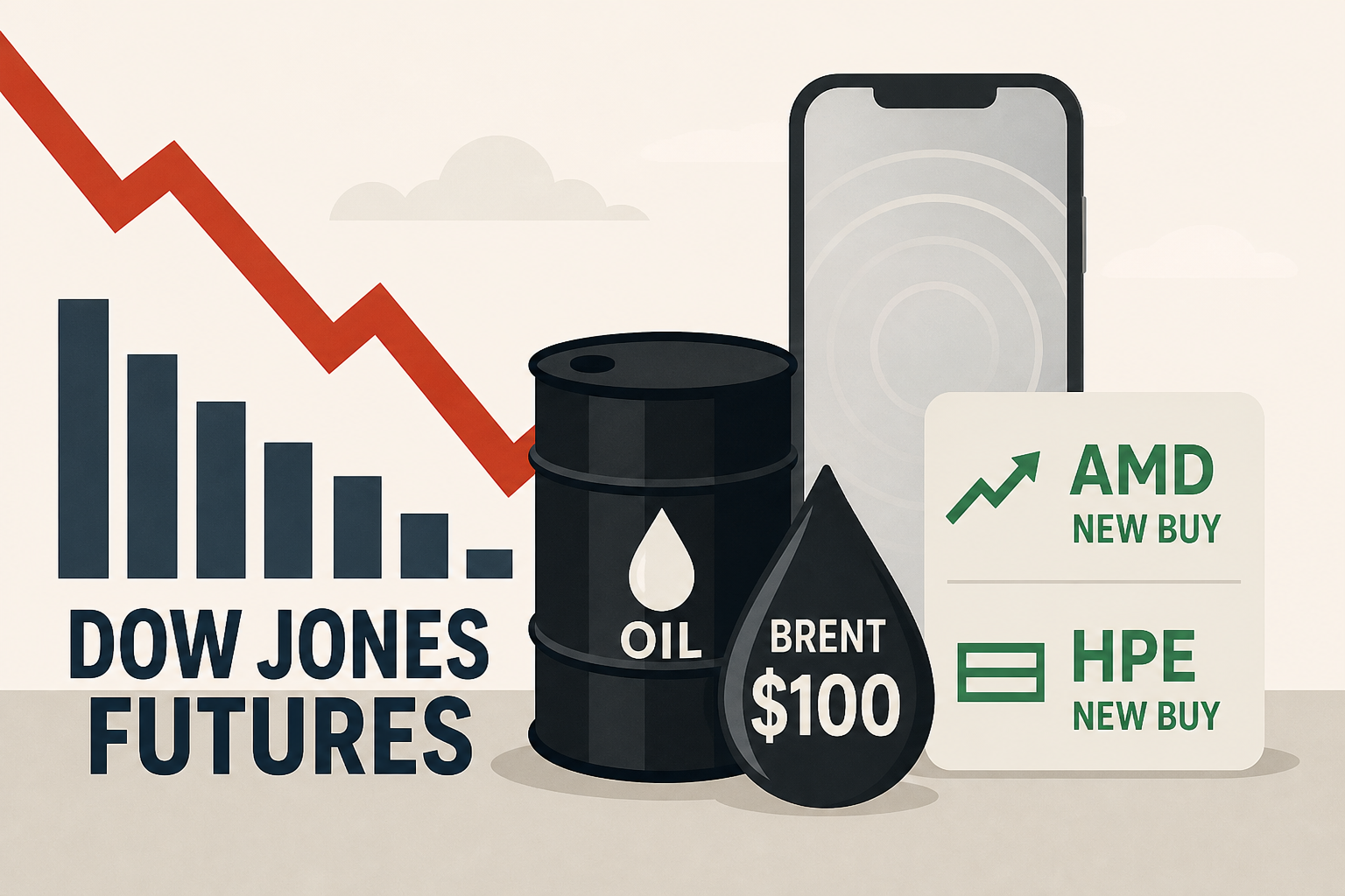 Dow Jones Futures Fall As Brent Oil Prices Hit $100, Apple iPhone Event Due; AMD, HPE Are New Buys