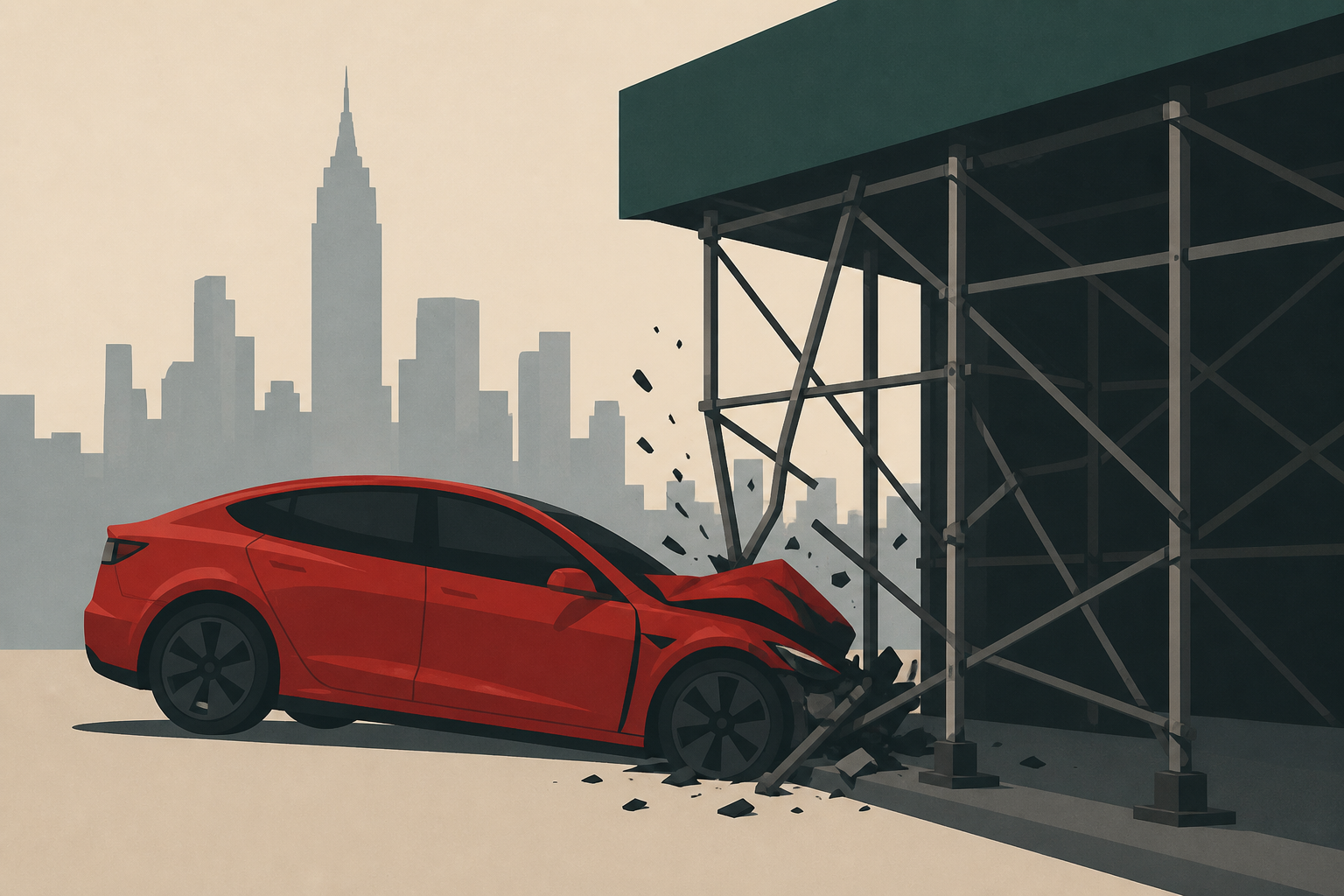 Tesla crashes into scaffolding in Midtown Manhattan, killing passenger