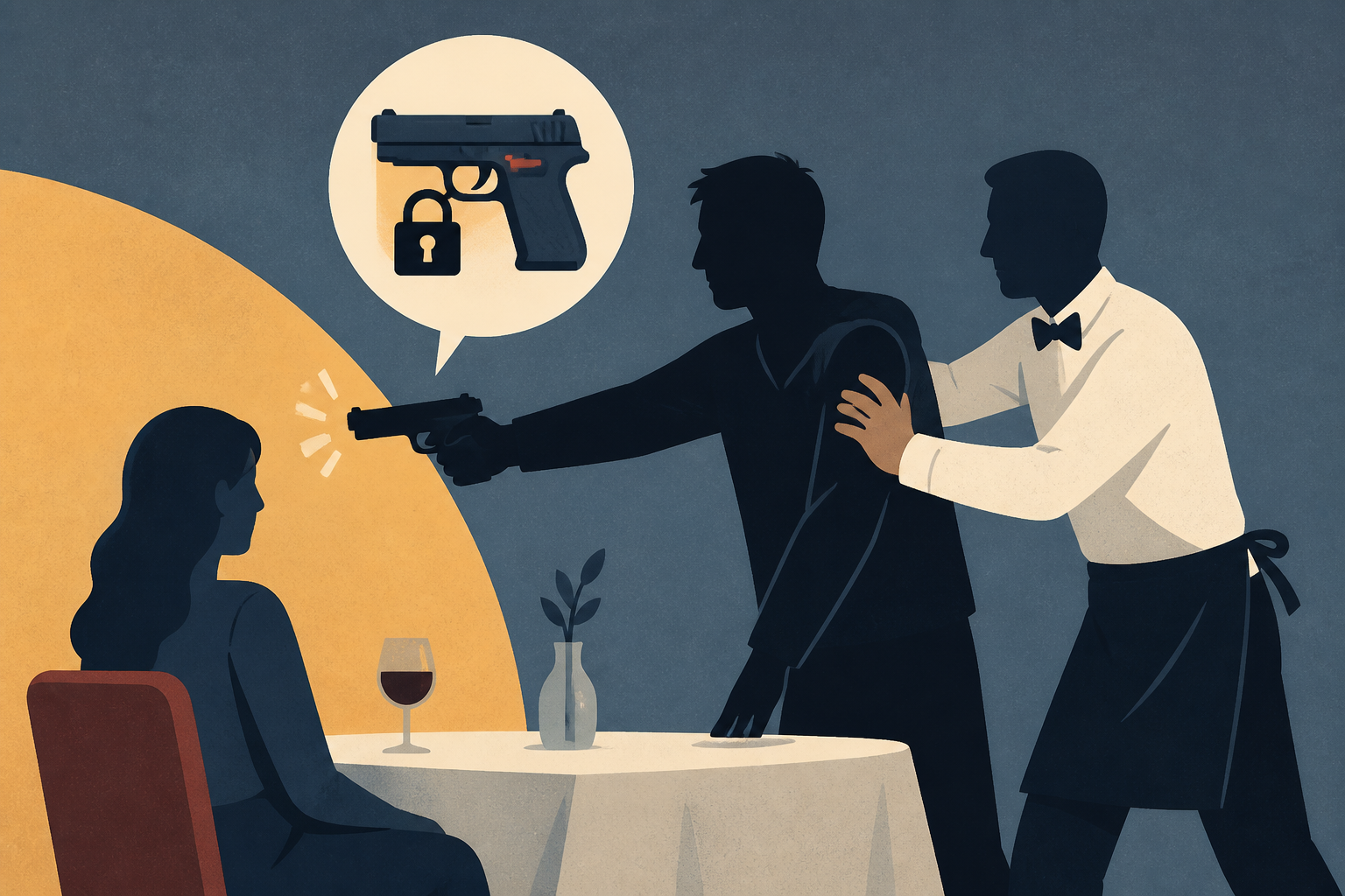 Moment man tries to fire point-blank at his ex in a restaurant - but is stopped by the gun’s safety and a daring waiter