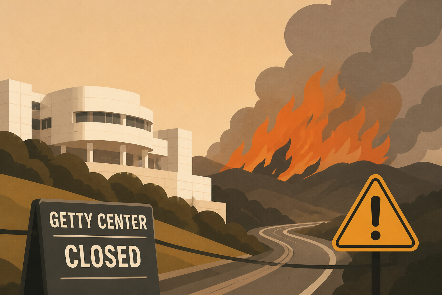 Getty Center closes, evacuation warnings issued as brush fire breaks out in Los Angeles' Sepulveda Pass