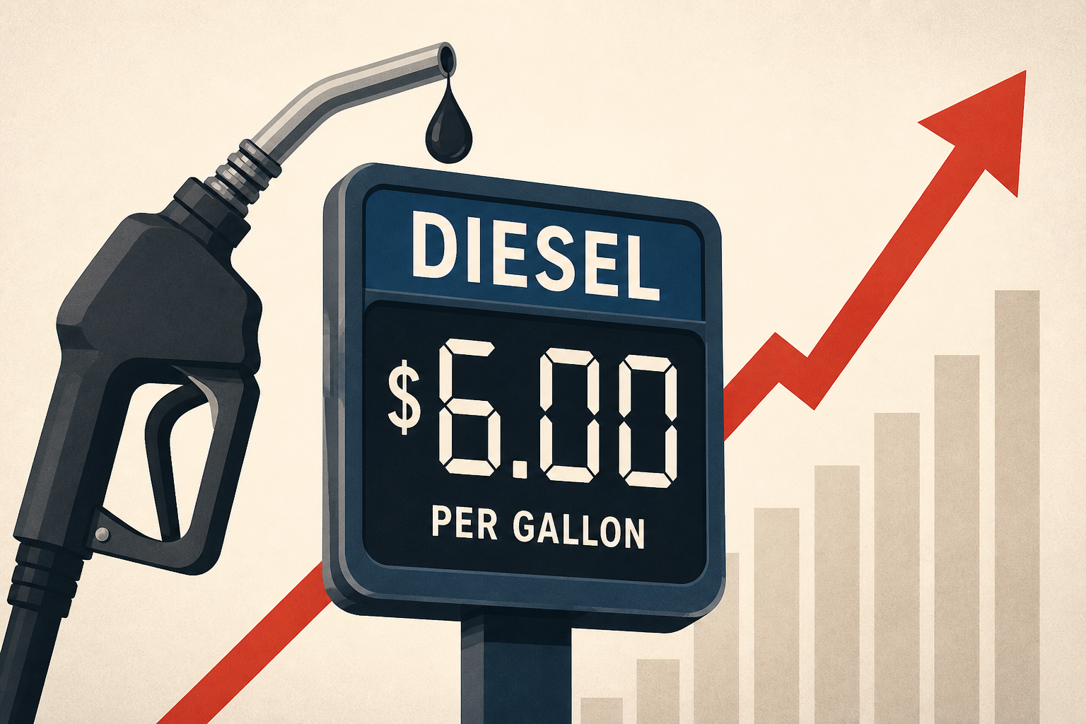 US average diesel price crosses $6 a gallon for the first time, GasBuddy says