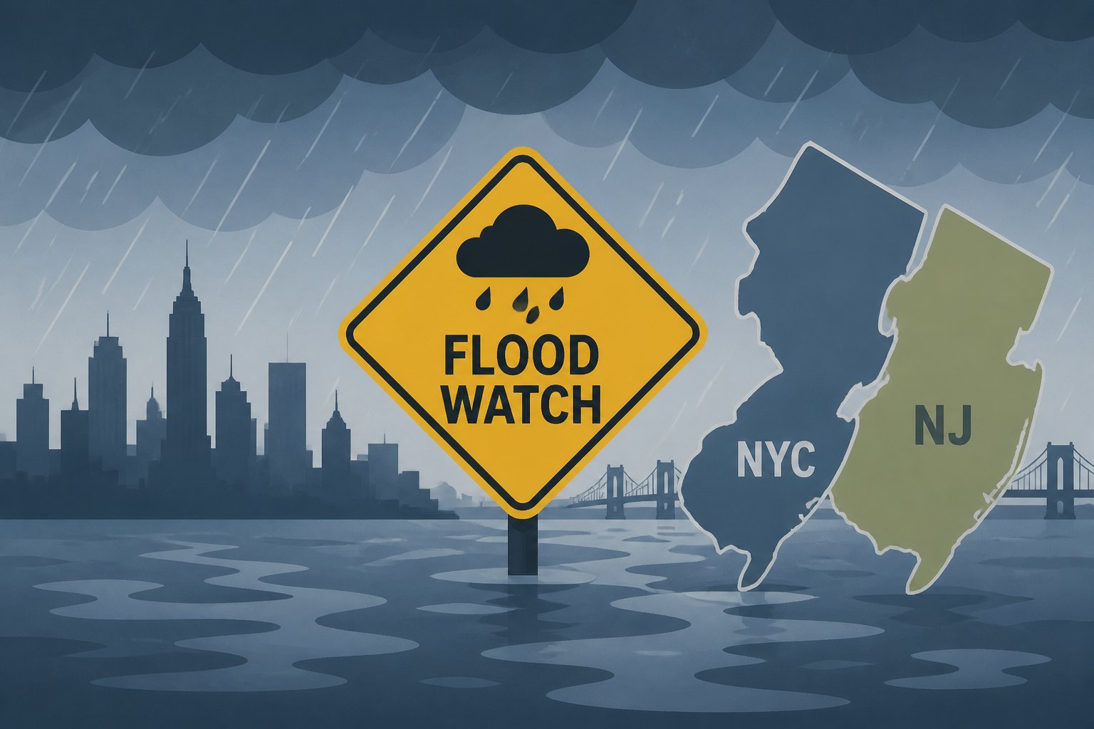 Flood watch for NYC and NJ: Expect a soggy Saturday night, Sunday morning