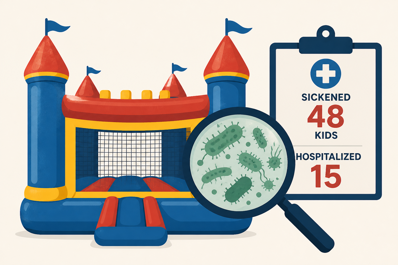 Bouncy castle 'superbug' outbreak sickens 48 kids, sends 15 to hospital