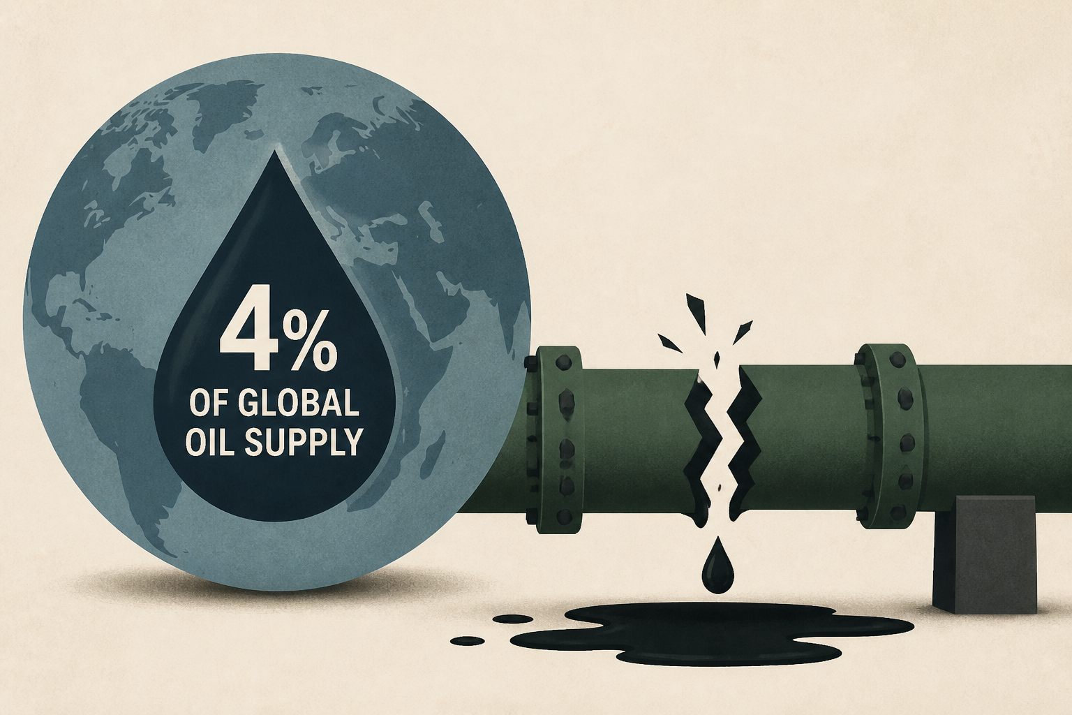 Saudi pipeline outage threatens loss of 4% of global oil supply