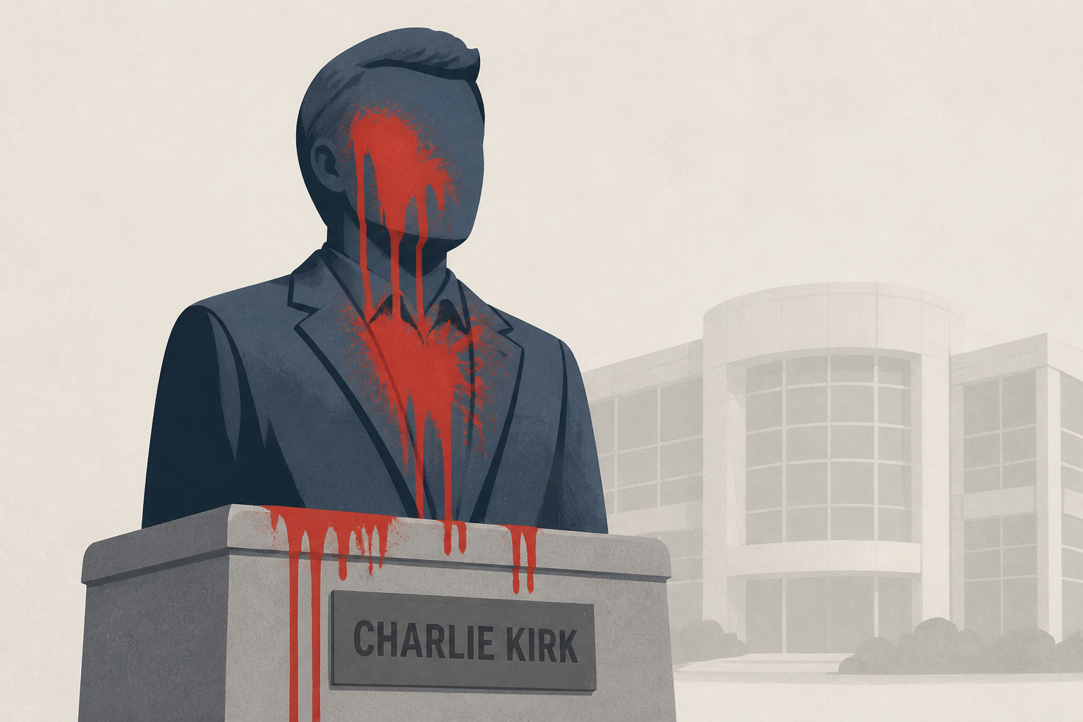 Newly unveiled Charlie Kirk statue vandalized at Turning Point USA headquarters