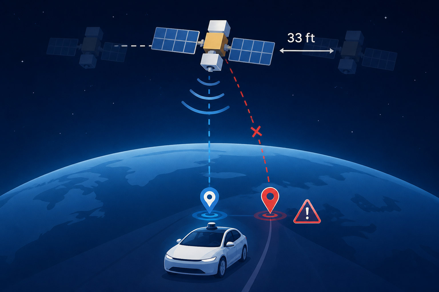 Satellites in space moved by 33 feet and that caused serious issues for GPS on Earth with self-driving cars at huge risk