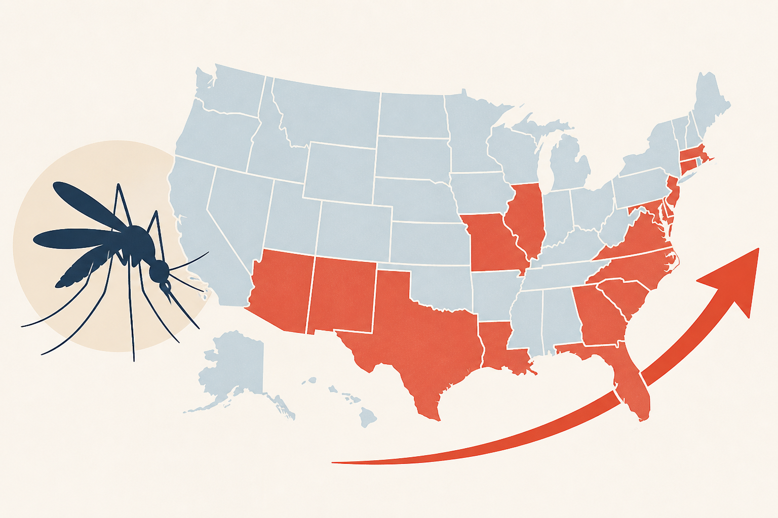 Mosquito-borne illnesses increasing in US. See map of affected states