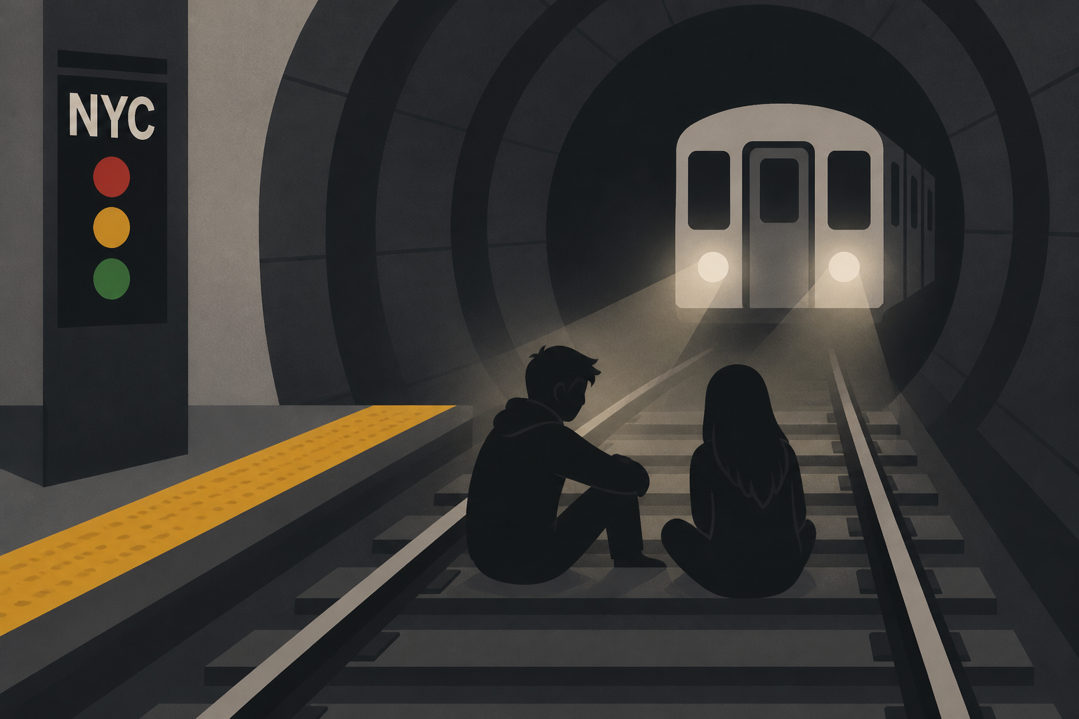 Young man and woman caught on video sitting on NYC subway tracks before being fatally struck